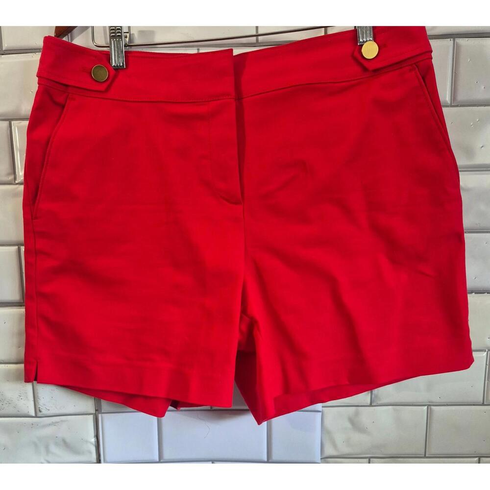 Loft Ladies Red Dress Short High Waist Gold Button Detail